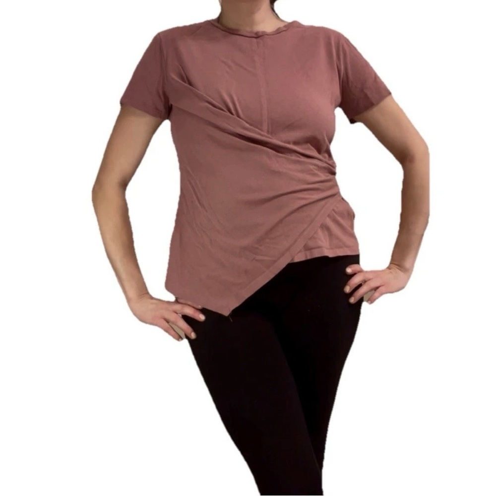 Nine West Mauve Pink Asymmetrical Design T-Shirt Blouse Women's Size Large